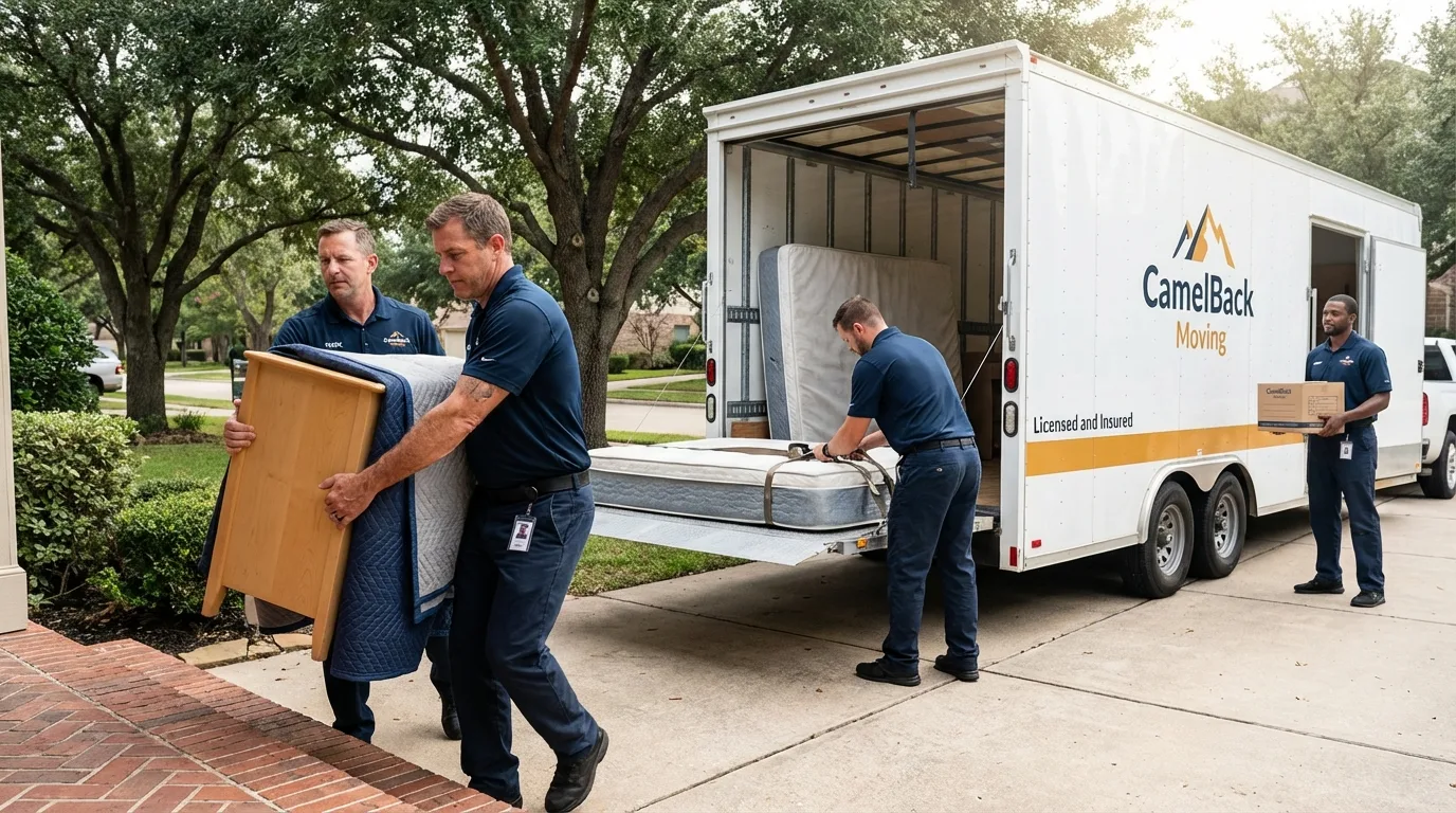 Crew loading residential truck for cross-state move from Carey, OH