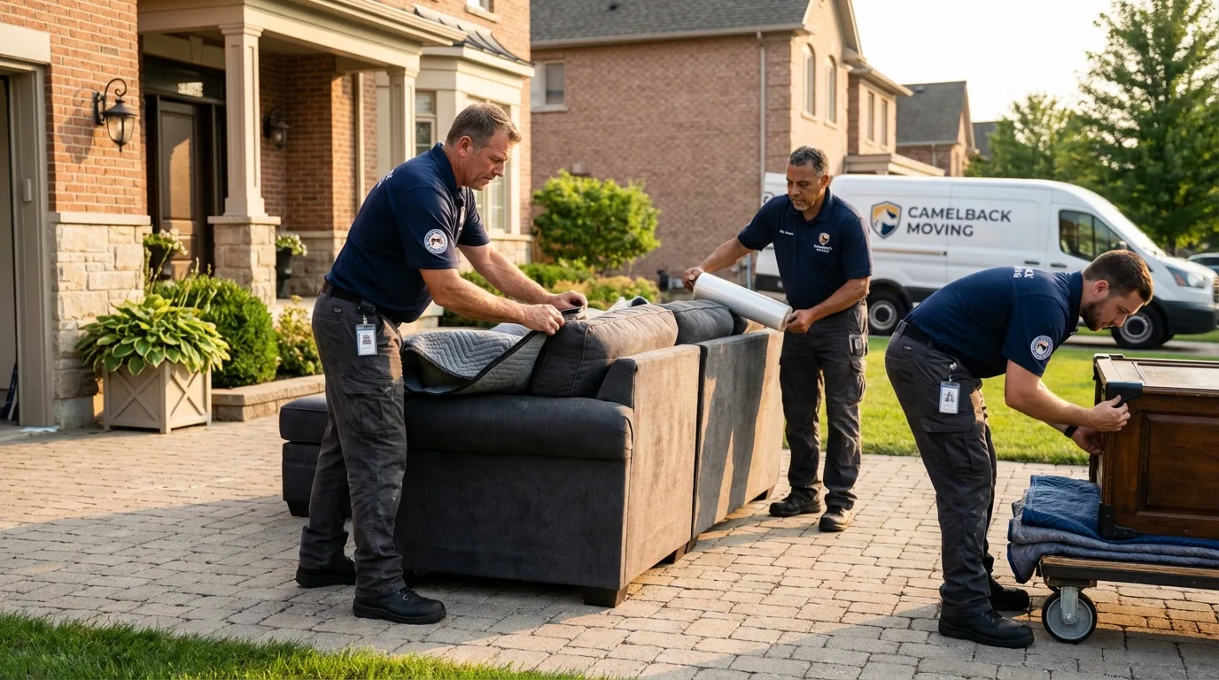 Large estate moving crew wrapping furniture in Carey, OH